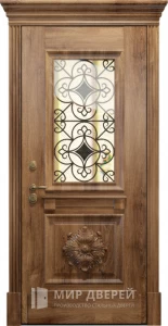 Входная дверь для загородного дома со вставкой из стекла №14 внешняя - фото