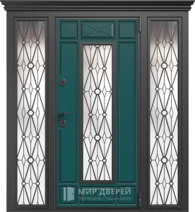 Широкая входная дверь для загородного дома №6 внешняя - фото